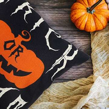 ZJHAI Set of 4 Halloween Pillow Covers for Cozy Decor