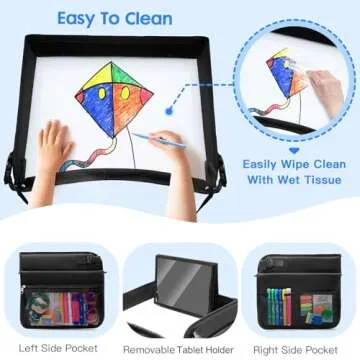 BUENAVO Car Seat Organizer Kids Travel Tray for Kids Toddlers Activities in Car Seat, Stroller, Airplane, Road Trip Essentials Activity Table Black