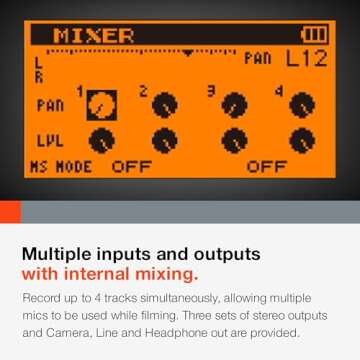 TASCAM 4-Channel Portable Audio Recorder for Videographers, 2 Combo XLR/TRS", Dual 3.5mm Inputs, Limiter, HP Filter (DR-60DmkII)