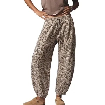 Anoumcy Leopard Pants Women Baggy Sweatpants Casual Fall Winter Cheetah Print Lounge Pants Trousers ...