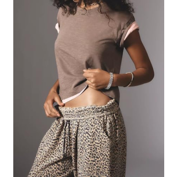 Anoumcy Leopard Pants Women Baggy Sweatpants Casual Fall Winter Cheetah Print Lounge Pants Trousers with Pockets Brwon M