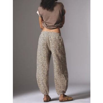Anoumcy Leopard Pants Women Baggy Sweatpants Casual Fall Winter Cheetah Print Lounge Pants Trousers with Pockets Brwon M