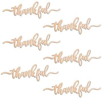 Thanksgiving Place Cards Blessed, Thankful, Grateful Wood Signs Fall Dining Table Plate Ornament Far...
