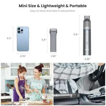 NEXPOW Car Vacuum, Portable 7000PA Handheld Vacuum Cleaner with High Power, Mini Hand Vacuum with 7500 mAh Battery, 1.58Lbs Compact Electric Cordless Vacuum with 3 Nozzles and Safety Hammer