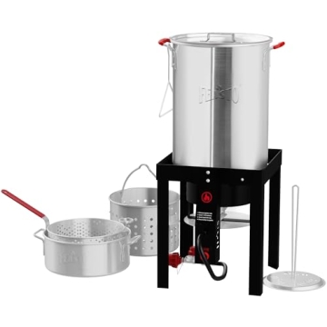 FEASTO 30 Qt Turkey Fryer with Basket & Fish Fryer Kit - 50,000 BTU