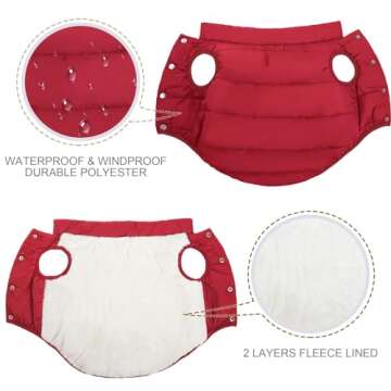 ASENKU Windproof Dog Winter Coat Waterproof Dog Jacket Warm Dog Vest Cold Weather Pet Apparel with 2 Layers Fleece Lined for Small Medium Large Dogs (S, Red)