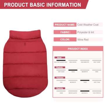 ASENKU Windproof Dog Winter Coat Waterproof Dog Jacket Warm Dog Vest Cold Weather Pet Apparel with 2 Layers Fleece Lined for Small Medium Large Dogs (S, Red)