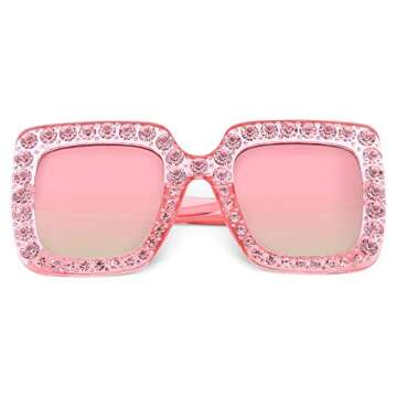 FEISEDY Women Sparkling Crystal Sunglasses Oversized Square Thick Frame B2283