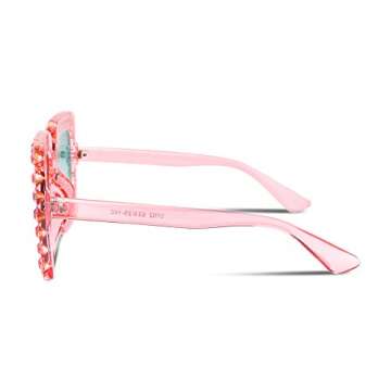 FEISEDY Women Sparkling Crystal Sunglasses Oversized Square Thick Frame B2283