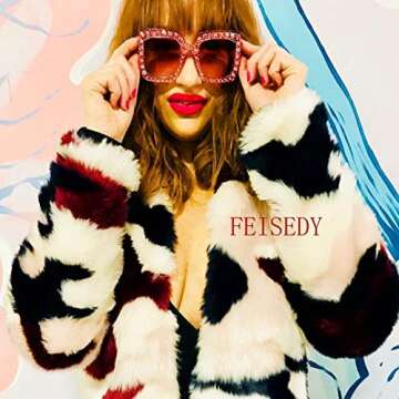 FEISEDY Women Sparkling Crystal Sunglasses Oversized Square Thick Frame B2283