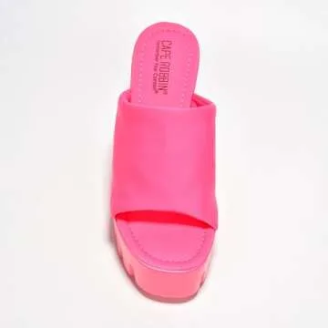 Cape Robbin Echoya Womens Round Toe Platform Sandals Women - Comfortable Women's Sandals with Block Heels - Slip-On Heels for Women - Pink Platform sandals Women - Pink Size 6