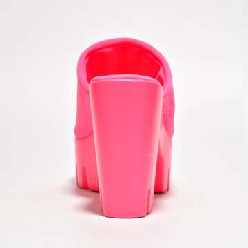 Cape Robbin Echoya Womens Round Toe Platform Sandals Women - Comfortable Women's Sandals with Block Heels - Slip-On Heels for Women - Pink Platform sandals Women - Pink Size 6