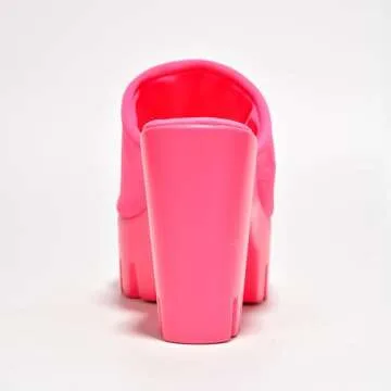 Cape Robbin Echoya Womens Round Toe Platform Sandals Women - Comfortable Women's Sandals with Block Heels - Slip-On Heels for Women - Pink Platform sandals Women - Pink Size 6