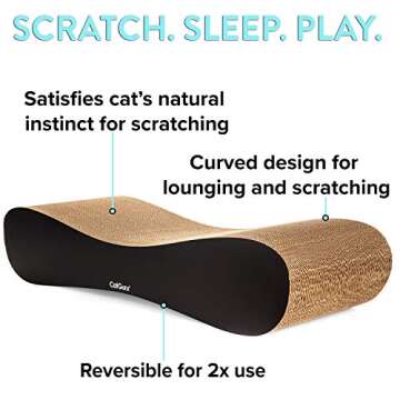 CatGuru Cat Scratcher Lounge, Reversible Cat Scratching Board, Cardboard Cat Scratcher, Premium Cat Scratch Post, Durable Cat Scratchers, Cat Scratching Bed, Cat Scratching Post (XXL)