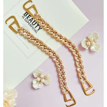 BOAJUNWU Bling Shoe Charms for Women and Girls,Girly Golden Bling Shoe Charms for Clog,Diamond Bling...