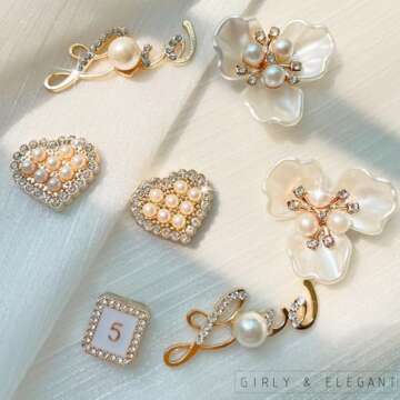 BOAJUNWU Bling Shoe Charms for Women and Girls,Girly Golden Bling Shoe Charms for Clog,Diamond Bling Chain Charms Cute Designer Shoe Decoration Jewels Birthday Gifts Party Favors