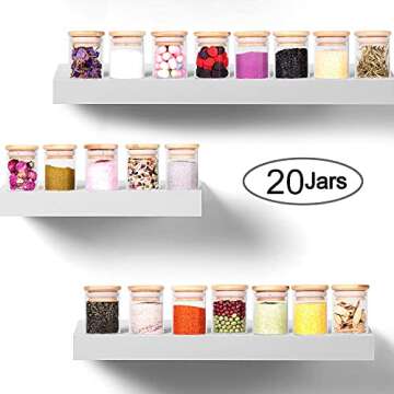 SAIOOL 20 Pack - 2.5 FL OZ (73ml) Mini Spice Jars with Wood Lid, Easy to Clean-BPA Free & Dishwasher...