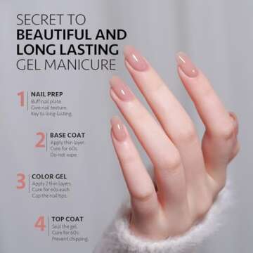 GAOY Jelly Nude Pink Gel Nail Polish, 16ml Sheer Natural Brown Translucent Color 1302 UV Light Cure Gel Polish for Nail Art DIY Manicure and Pedicure at Home