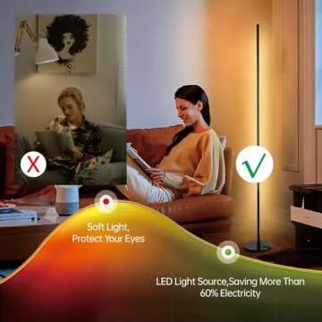 TXONE Modern Floor Lamp-Corner Floor Lamp with Remote Control Adjustable Brightness,59 in Led Floor Lamp for Living Room,Bedroom,Office,3000K Warm White Light Tall Corner Lamp [Black]