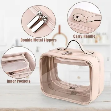 Lychii Clear Travel Toiletry Bag - TSA Approved, Pink