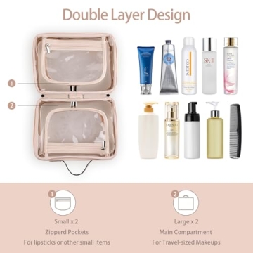 Lychii Clear Travel Toiletry Bag - TSA Approved, Pink