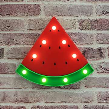 Vicila LED Marquee Signs Watermelon Night Lights, Battery Operated Watermelon Shaped Desk Table Lamp for Christmas Kids, Baby, Child, Girl Gift, Nursery Room, Wall Decor- Red Watermelon