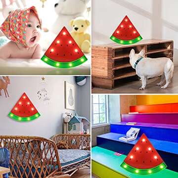 Vicila LED Marquee Signs Watermelon Night Lights, Battery Operated Watermelon Shaped Desk Table Lamp for Christmas Kids, Baby, Child, Girl Gift, Nursery Room, Wall Decor- Red Watermelon