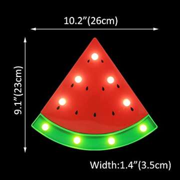 Vicila LED Marquee Signs Watermelon Night Lights, Battery Operated Watermelon Shaped Desk Table Lamp for Christmas Kids, Baby, Child, Girl Gift, Nursery Room, Wall Decor- Red Watermelon