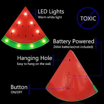 Vicila LED Marquee Signs Watermelon Night Lights, Battery Operated Watermelon Shaped Desk Table Lamp for Christmas Kids, Baby, Child, Girl Gift, Nursery Room, Wall Decor- Red Watermelon