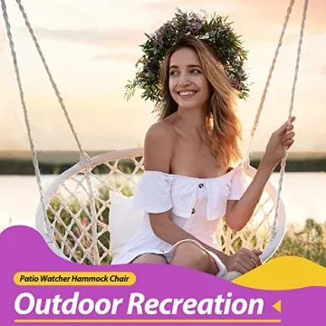 Patio Watcher Macrame Hanging Chair with Cushion 330 Lbs