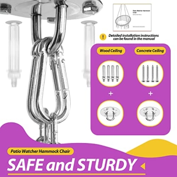 Patio Watcher Macrame Hanging Chair with Cushion 330 Lbs