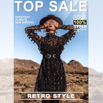 JASGOOD Women Vintage Western Leather Belt Adjustable