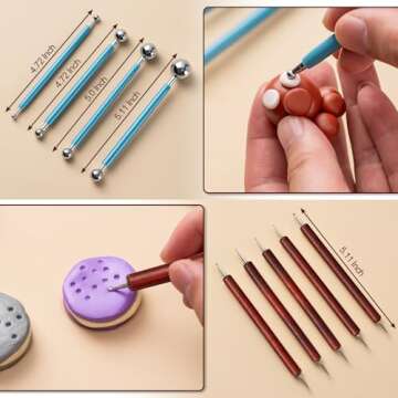 Amrules Clay Tools Kit, 27 PCS Red Pottery Tools, Practical Polymer Clay Sculpting Tools Kit, Air Dry Clay Tools Set for Adults, Pottery Craft, Dotting, Carving, Drawing, Molding, Modeling, Shaping