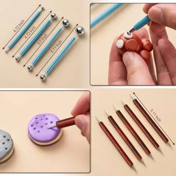 Amrules Clay Tools Kit, 27 PCS Red Pottery Tools, Practical Polymer Clay Sculpting Tools Kit, Air Dry Clay Tools Set for Adults, Pottery Craft, Dotting, Carving, Drawing, Molding, Modeling, Shaping