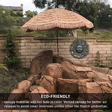 EasyGo 8' Tiki Umbrella for Stylish Outdoor Shade