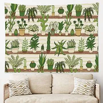 HVEST Cactus Tapestry - Vibrant Tropical Design for Any Space