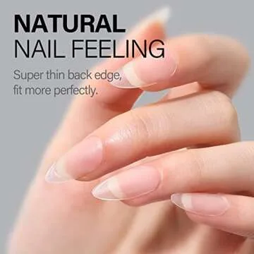 AILLSA Nail Tips, Upgraded Matte Soft Gel Nail Tips No Filed, Pre-shaped Full Cover Medium Almond Nails Clear Acrylic False Gelly Nail Tips for Nail Extension DIY Valentine Gift 15 Sizes, 450Pcs