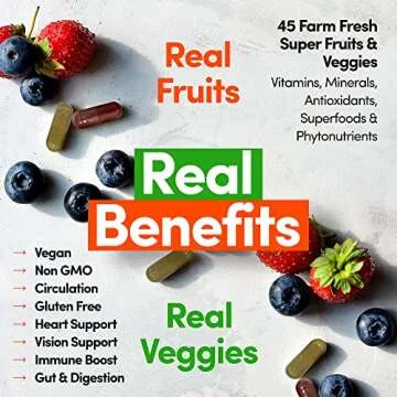 COUNTRY FARMS Fruits and Vegetables Supplement, 180 Fruit and 180 Veggie Capsules, Greens and Reds Packed with Superfoods, Powerful Antioxidants, 60 Servings