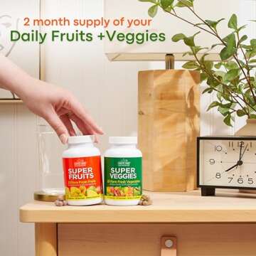 COUNTRY FARMS Fruits and Vegetables Supplement, 180 Fruit and 180 Veggie Capsules, Greens and Reds Packed with Superfoods, Powerful Antioxidants, 60 Servings