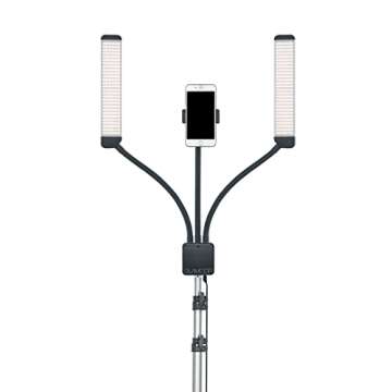 GLAMCOR Multimedia X Portable LED Lighting Kit | Remote Controlled 2700K - 5600K Color Temperature | Smartphone Mount with Selfie Control (White/Silver)