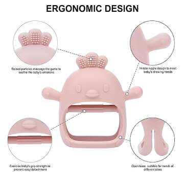 AIXMEET Baby Teething Toys, Soft Silicone Baby Teether Toys for 0-6 Months, Anti-Drop Hand Wrist Wea...