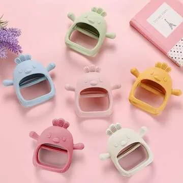 AIXMEET Baby Teething Toys for 0-6 Months - Silicone Mittens