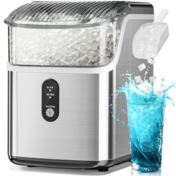 Electactic Nugget Ice Maker - Countertop Pebble Ice Machine, 34lbs/Day, Self-Cleaning, One-Click Ope...