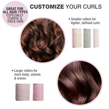 Conair Heatless Curls Hair Roller - 31 Count, Assorted sizes & Colors - Pink, Gray & Purple - Overnight Curl Rollers w/storage case