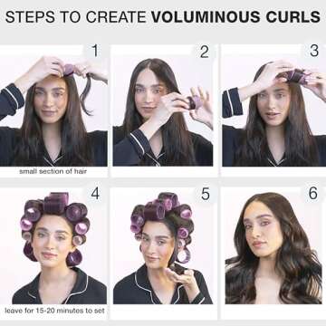 Conair Heatless Curls Hair Roller - 31 Count, Assorted sizes & Colors - Pink, Gray & Purple - Overnight Curl Rollers w/storage case