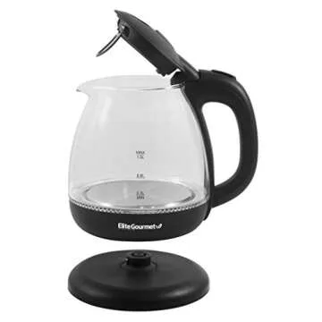Elite Gourmet EKT1001 Electric 1.0L BPA-Free 1100W Glass Kettle Cordless 360° Base, Stylish Blue LE...