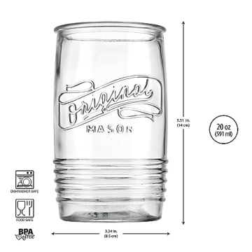 Vibrant Glaver's 20 Oz Mason Collins Glass Set of 4