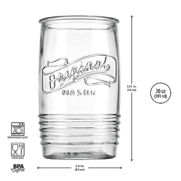 Vibrant Glaver's 20 Oz Mason Collins Glass Set of 4