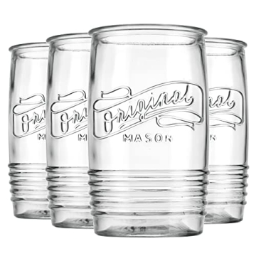 Vibrant Glaver's 20 Oz Mason Collins Glass Set of 4