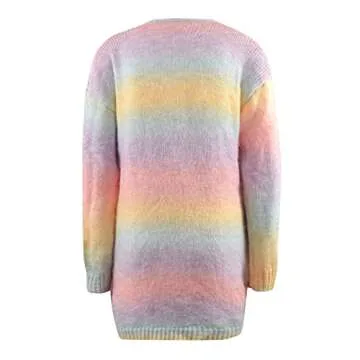 NIHOND Pastel Rainbow Tie Dye Cardigan for Women